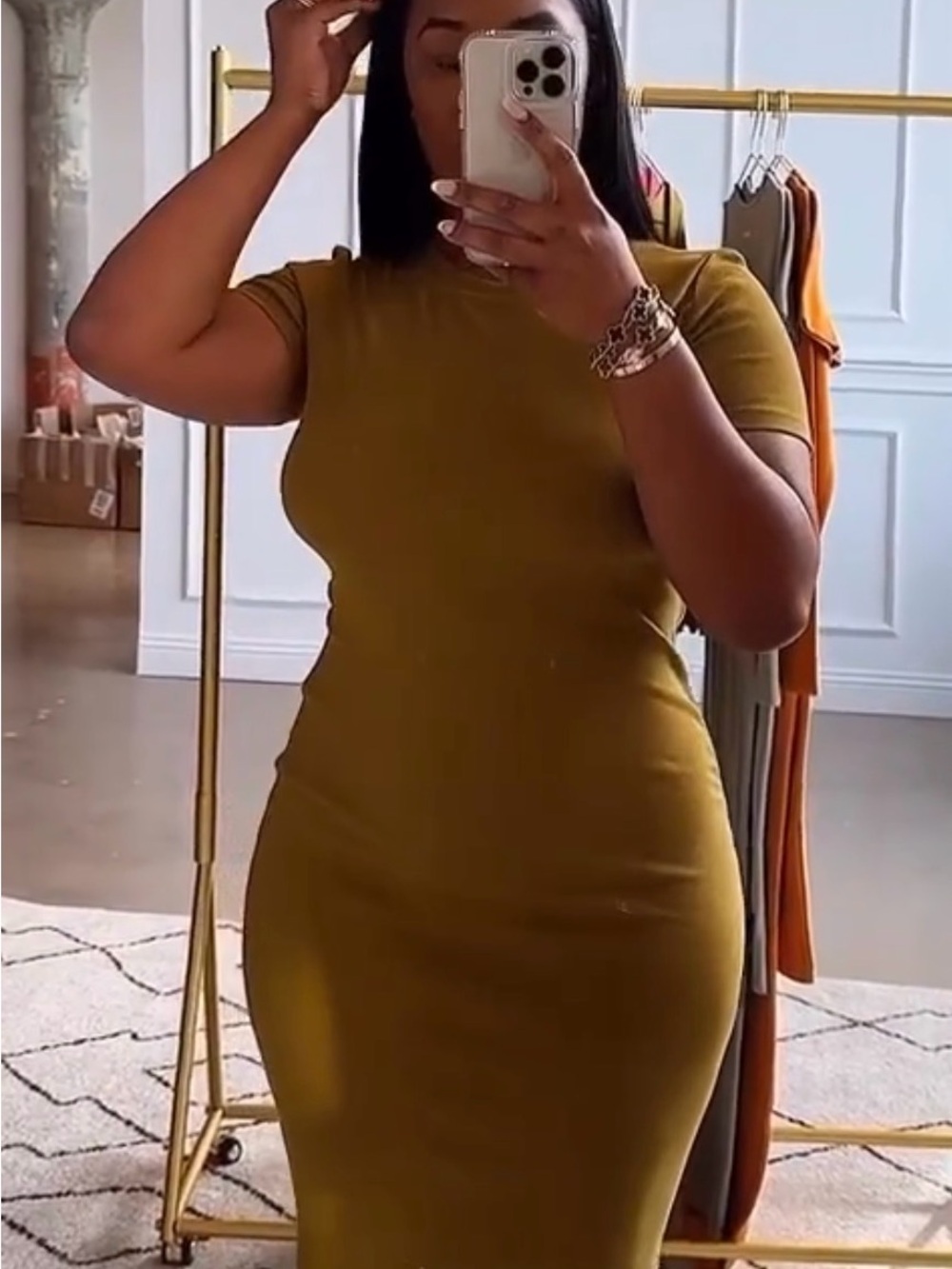 Fancy Homebody Signature Ribbed Midi Dress NWT